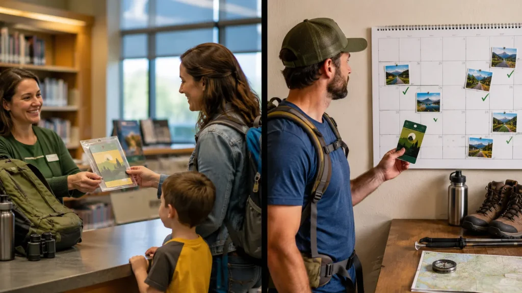 Comparison of borrowing a library park pass and buying an annual pass