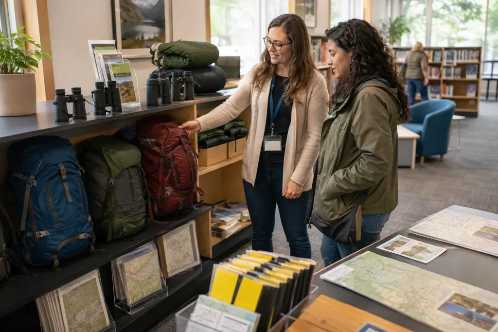 Outdoor passes and nature kits in a Texas library collection