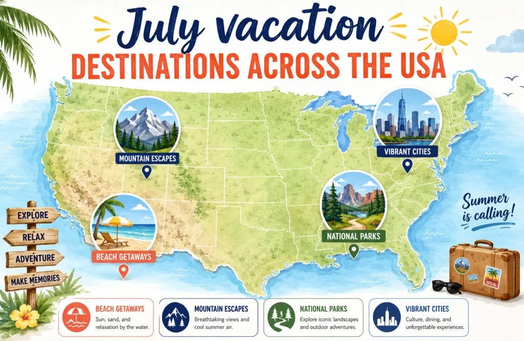 July vacation destinations across the USA