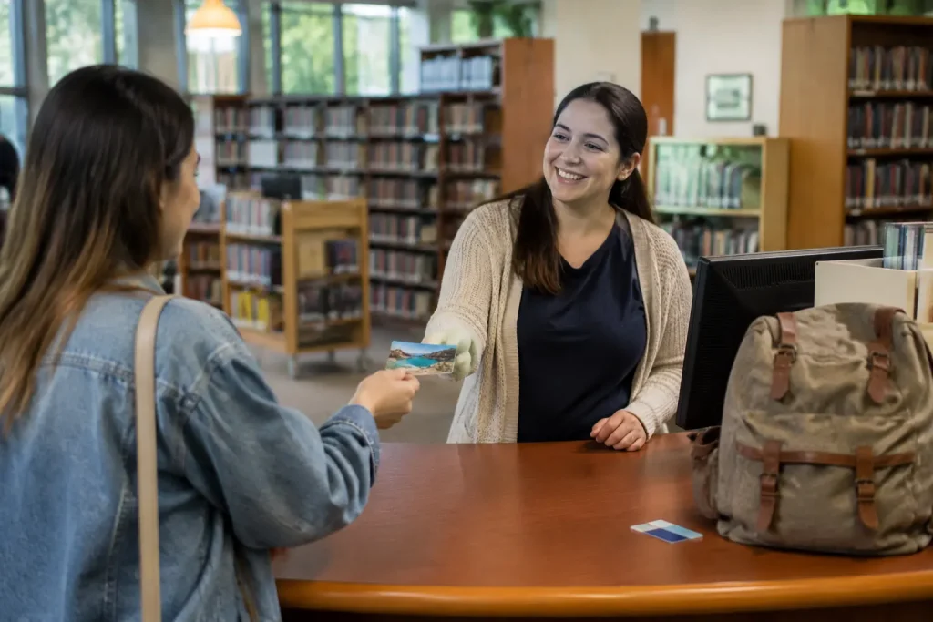 Person checking out a California State Park Pass at a public library