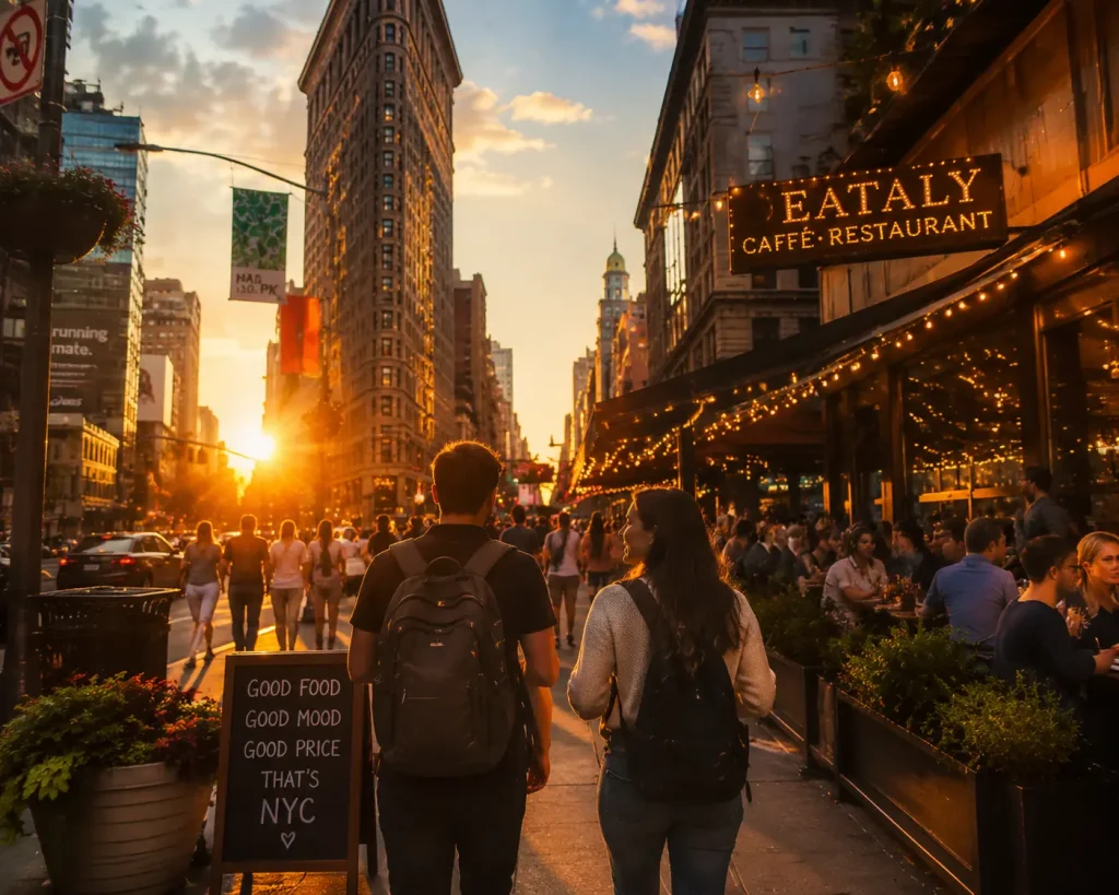 Travelers enjoying New York City after planning their vacation budget