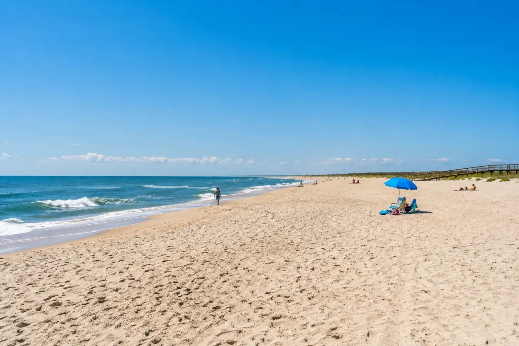 Jones Beach State Park shoreline and beach in New York