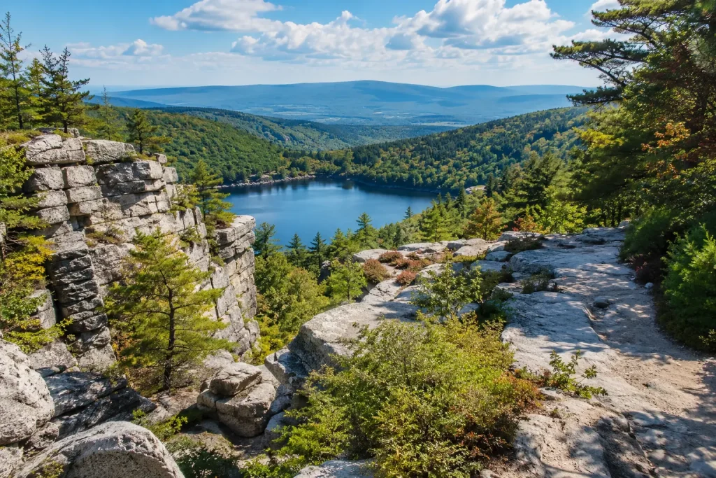 Minnewaska State Park Preserve cliffs, lake and scenic trail