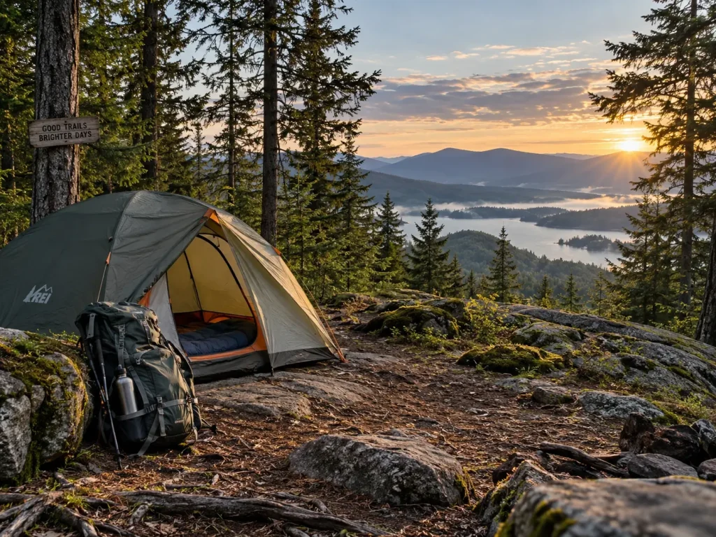 Adirondack State Park wilderness camping with mountains and forest