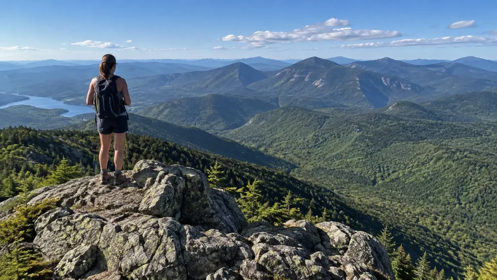 Cascade Mountain Trail in Adirondack New York with mountain hiking views