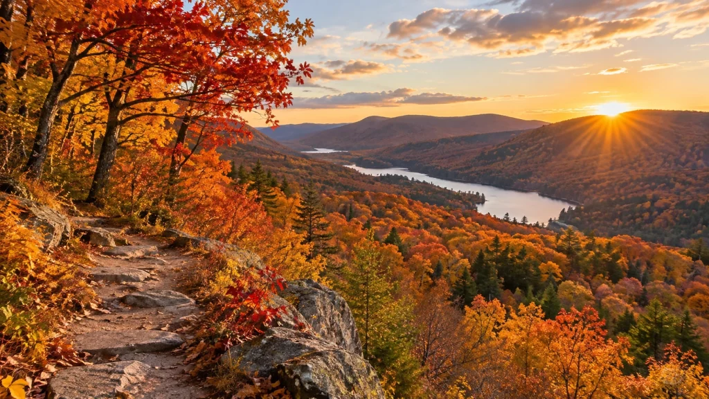 Colorful fall foliage scenery in New York State Parks