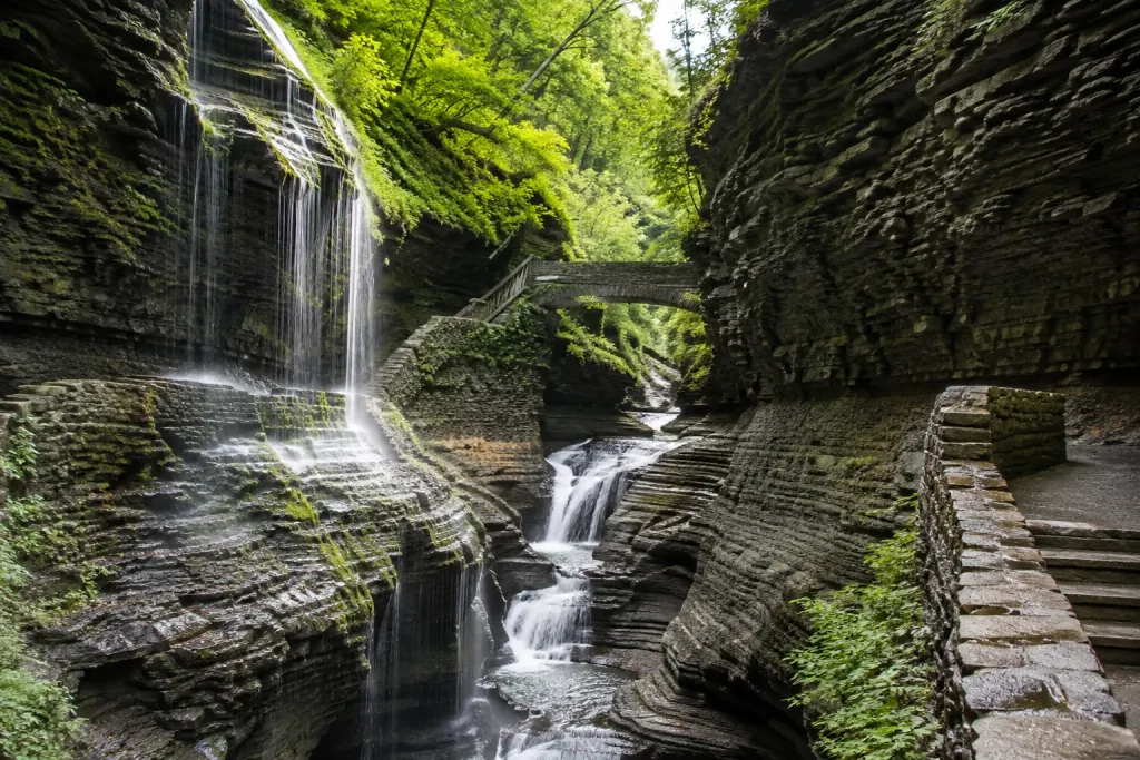 Waterfalls and scenic gorge in the Finger Lakes region of New York