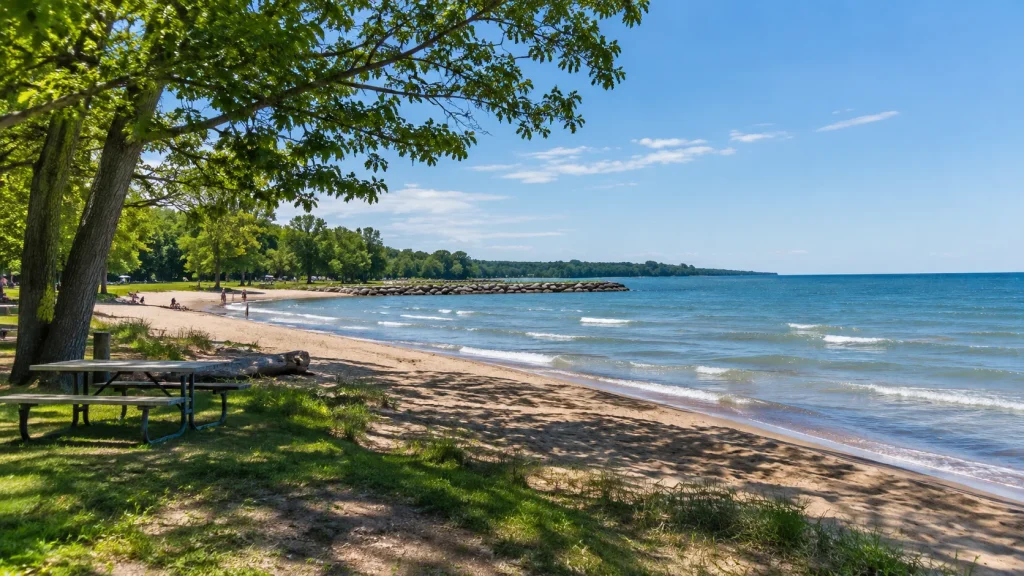 Hamlin Beach State Park on Lake Ontario with sandy swimming beach