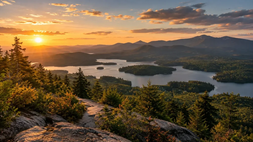 Beautiful New York State Parks landscape with mountains forests and lakes