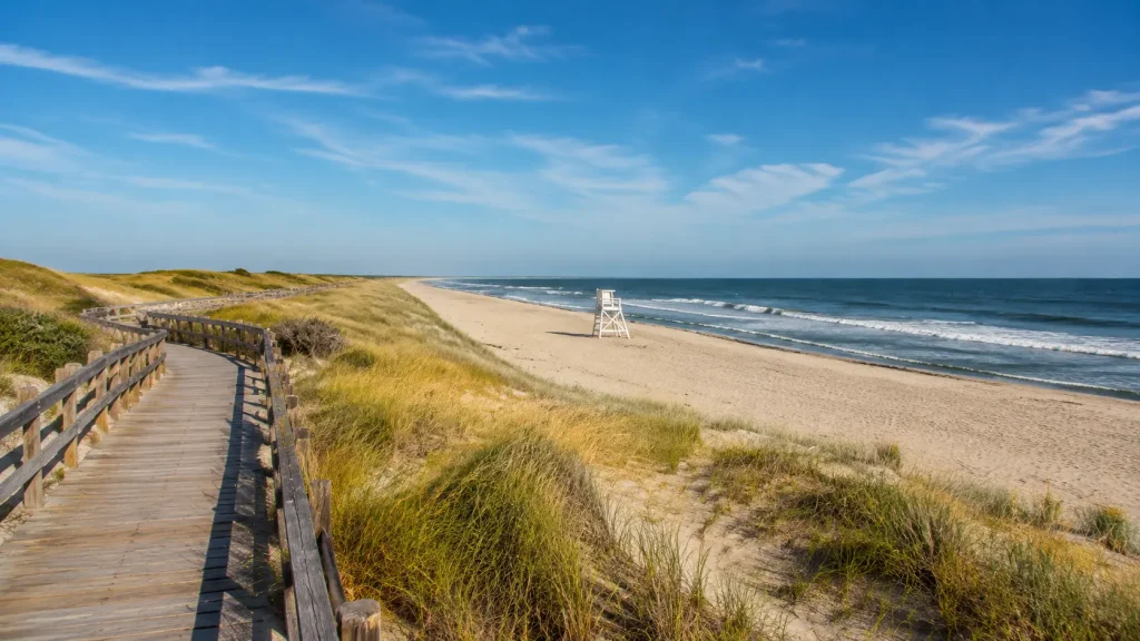 Robert Moses State Park NYC beach with Atlantic Ocean shoreline and coastal dunes